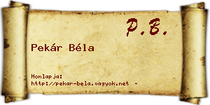 Pekár Béla névjegykártya