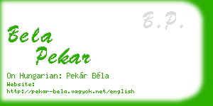 bela pekar business card