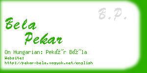 bela pekar business card